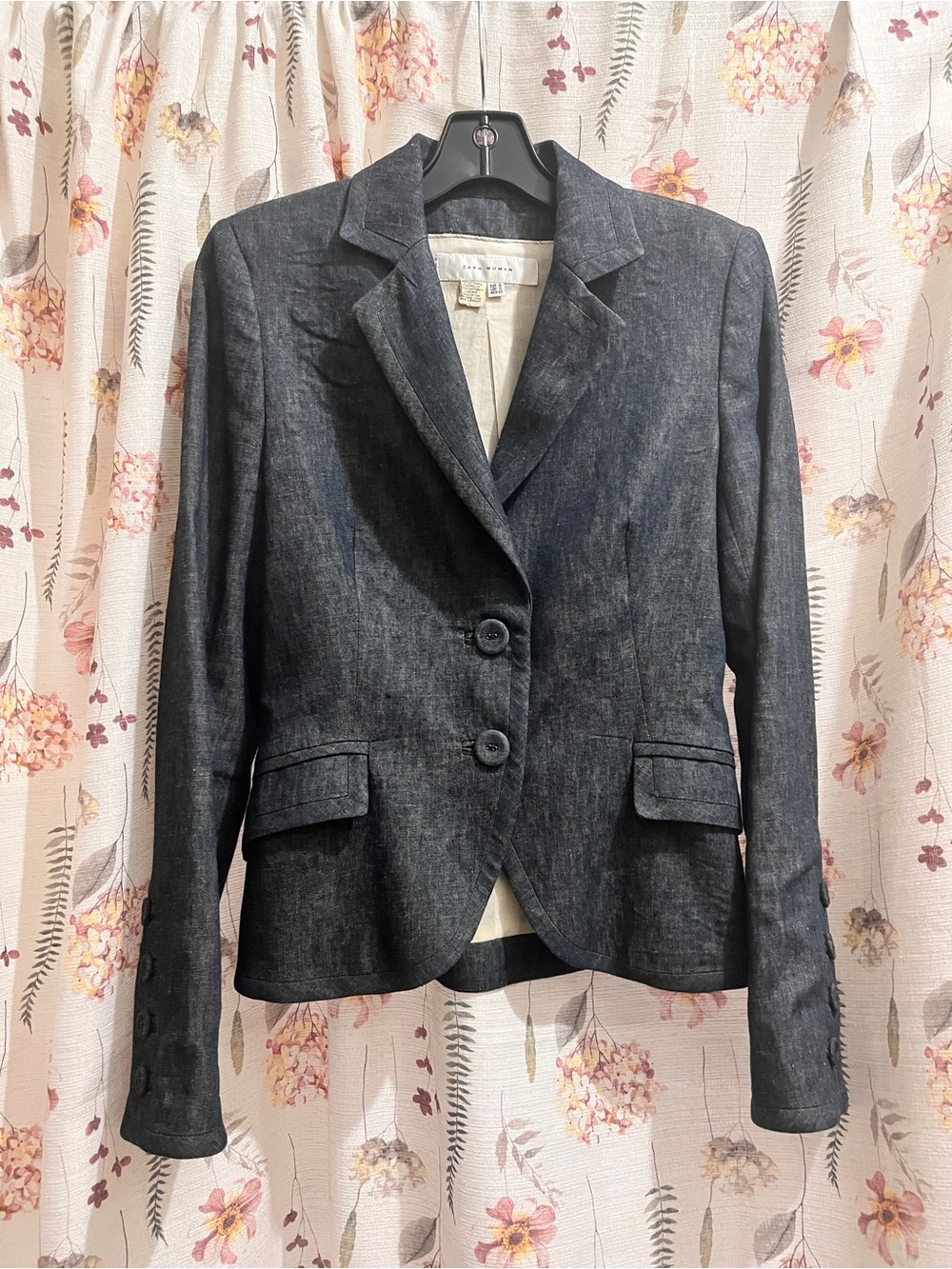Zara Dark Denim Blue Tailored Blazer